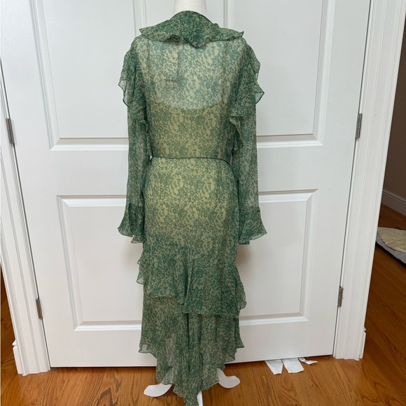 Floral Ruffle Long Sleeve Silk Chiffon Shirtdress Rebecca Taylor - Picture 9 of 13